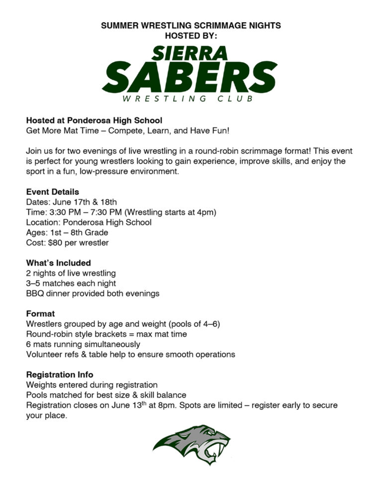 Sierra Sabers Wrestling Summer Nights